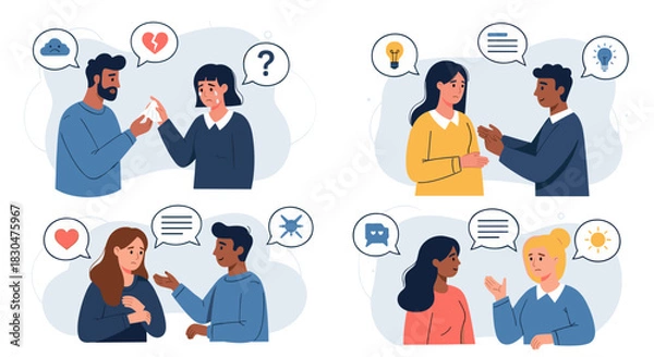 Obraz Human Interaction Expressing Emotions Ideas and Solving Problems Together