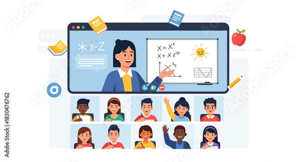 Obraz Engaging Online Learning Session with an Instructor and Diverse Students