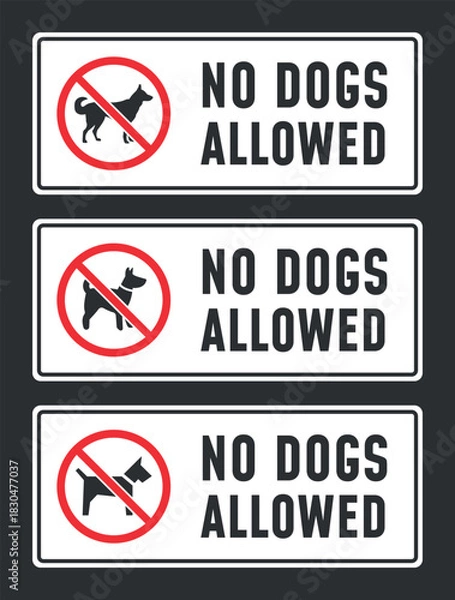 Obraz no dogs allowed labels, dog restriction signs