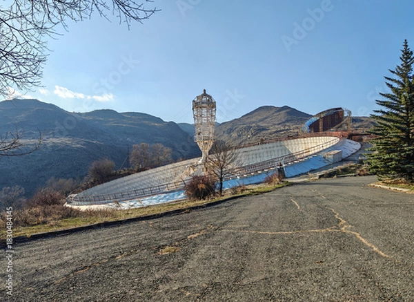 Fototapeta Orgov, Armenia - a piece of URSS lost in the Armenian Highlands, the ROT-54 is an optical observatory was built in the '70s and used until the fall of Soviet Union 
