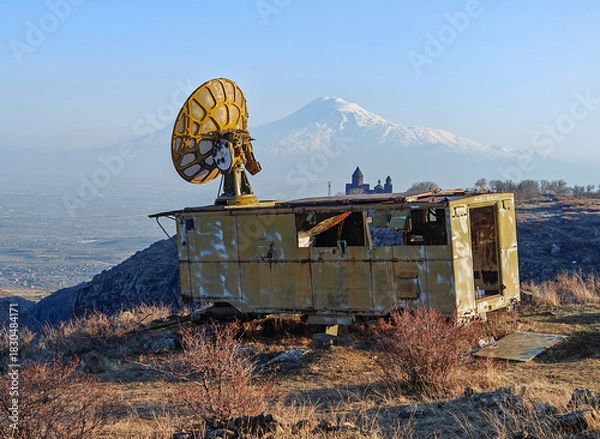 Fototapeta Orgov, Armenia - a piece of URSS lost in the Armenian Highlands, the ROT-54 is an optical observatory was built in the '70s and used until the fall of Soviet Union 

