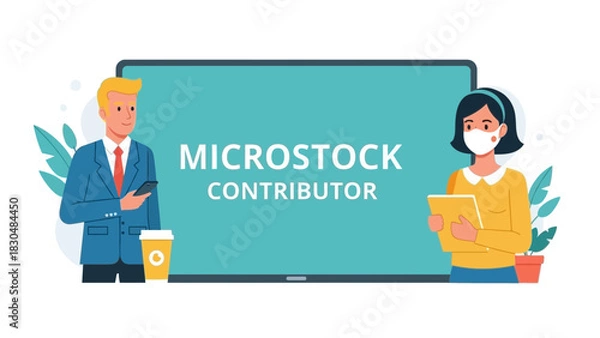 Obraz People on screen representing microstock contributor concept