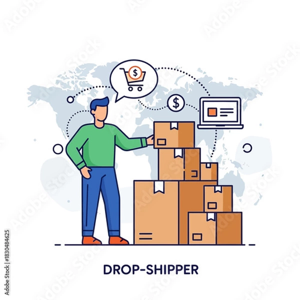 Obraz Person Standing Near Boxes Represents Dropshipping Business