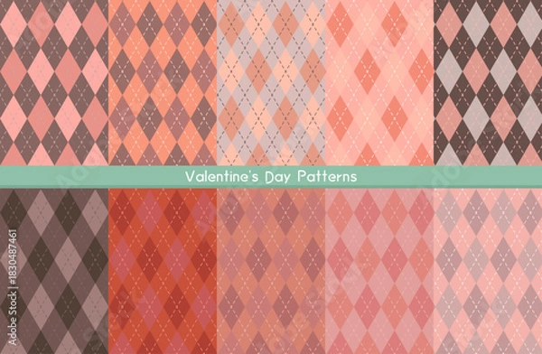 Obraz バレンタインデーのアーガイルパターンセット