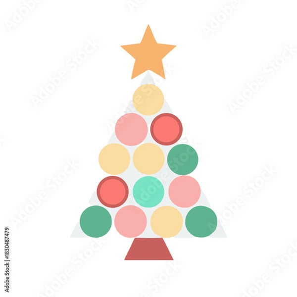 Obraz Stylish vector icon of a Christmas tree with decorations