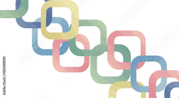 Obraz Abstract Interlocking Rounded Squares Chain with Pastel Colors and Modern Geometric Connection