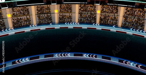 Obraz 3d rendering racing circuit with empty track at night