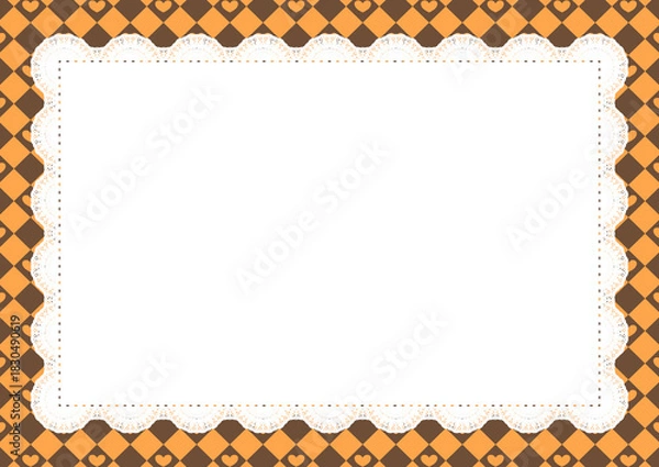 Obraz 中央レース×ハートダイヤ(オレンジ)