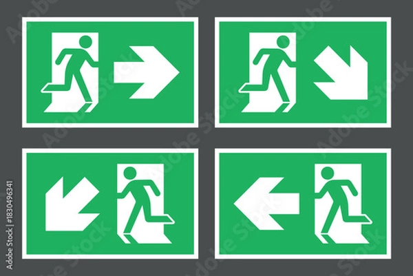 Obraz emergency fire exit sign set, exit door label