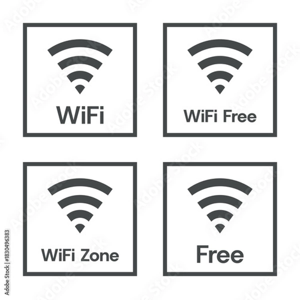 Obraz wifi zone icon set, free wifi sign