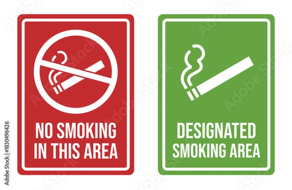 Obraz No smoking signboard set, smoking is prohibited, Designated smoking area
