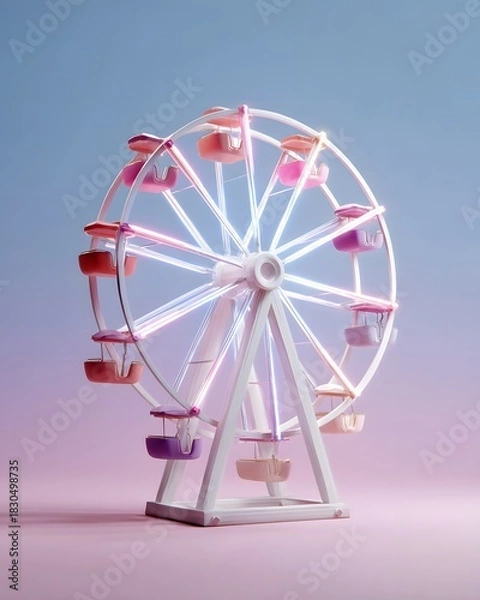 Obraz Pastel Ferris wheel with colorful glowing lights