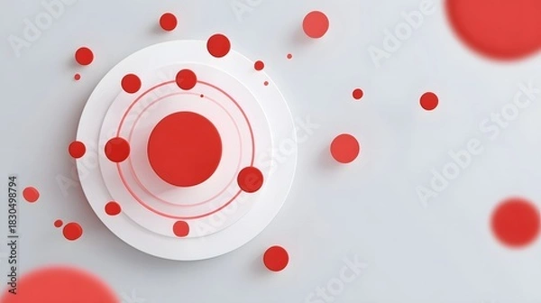 Obraz Abstract circle pattern with red dots and concentric rings