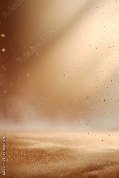 Obraz Golden light beams illuminate dusty atmospheric background