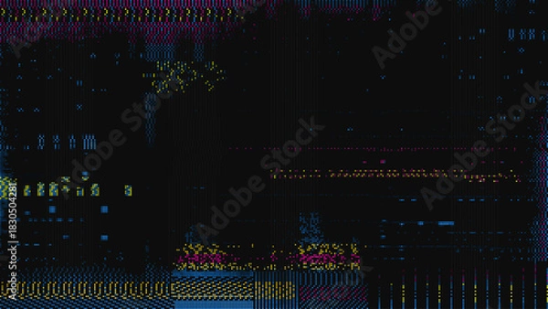 Obraz Colorful VHS Glitch Screen Effect. Abstract Technology Background