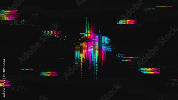 Obraz VHS Glitch Screen Effect. Abstract Technology Vector Background