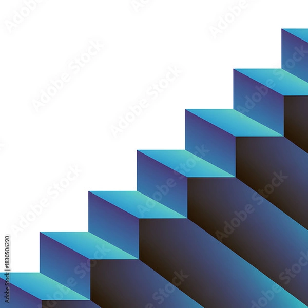 Obraz Abstract blue staircase leading upwards against a dark background