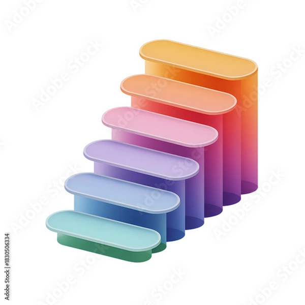 Obraz Gradient staircase of oval shapes in pastel colors on black background