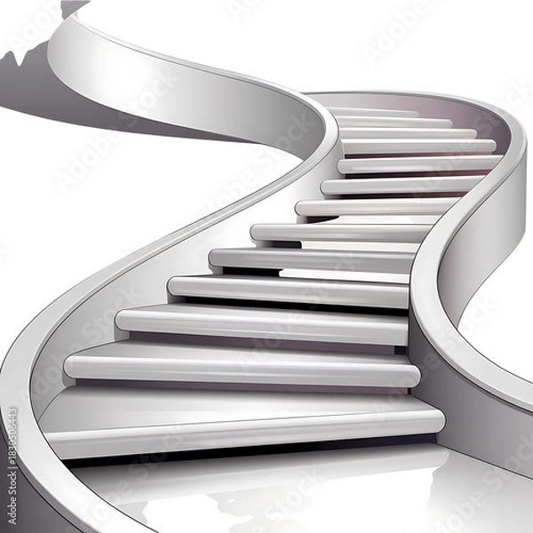 Obraz Modern white spiral staircase ascending into darkness