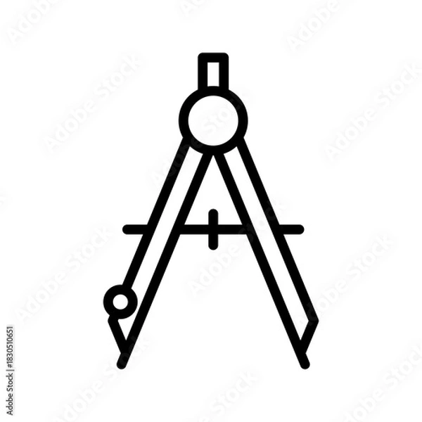 Obraz Lineart compass tool school navigation direction math geometry.
