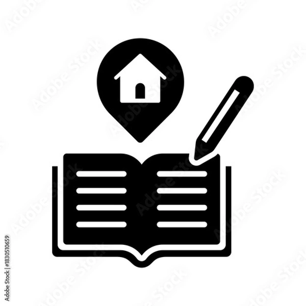 Obraz Flat icon homework assignment document paper test student work.
