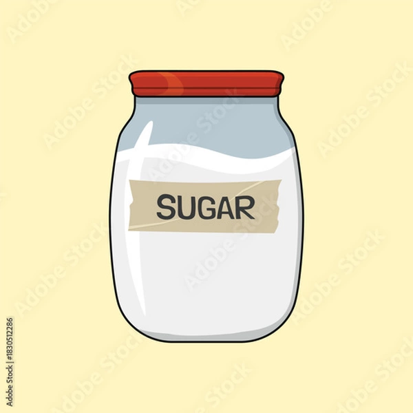 Obraz White sugar in a jar. Vector design