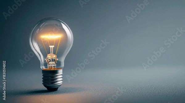 Fototapeta Illuminated light bulb, concept for creativity, innovation and solution. Generative AI image