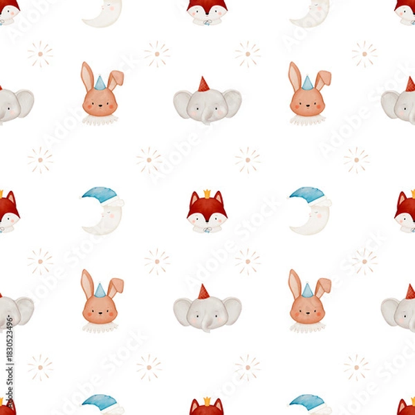 Fototapeta cute animals faces pattern