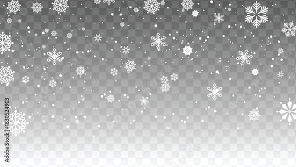 Obraz falling icy snowflakes different shape vector stock illustration
