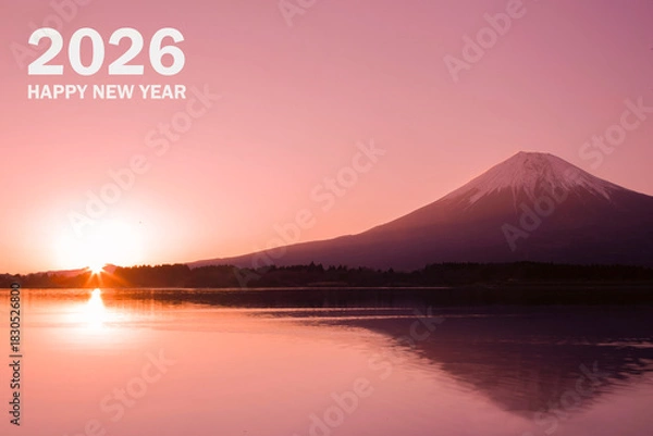 Fototapeta 年賀状 2026年 富士山