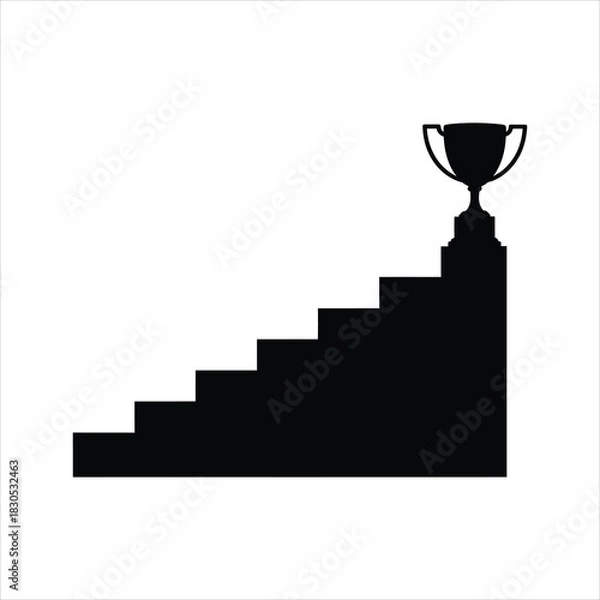 Fototapeta Progress steps to trophy ultimate success vector illustration