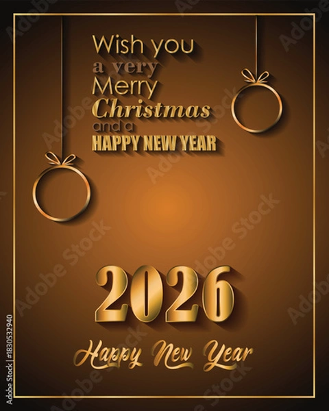 Obraz 2026 Happy New Year and merry christmas background for your seasonal invitations, festive posters, greetings cards.