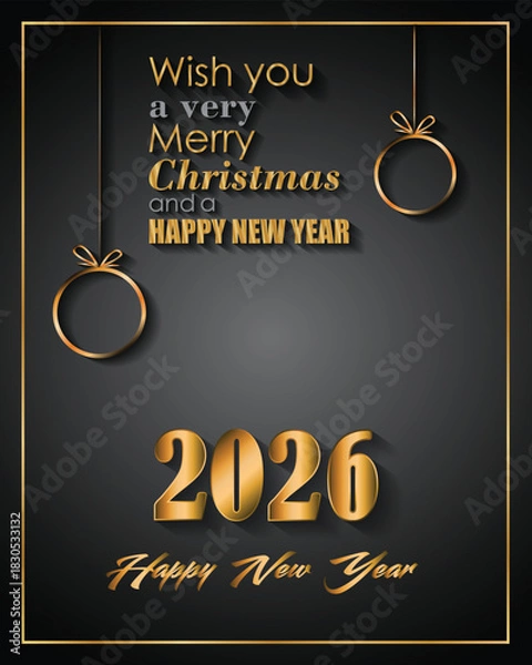 Obraz 2026 Happy New Year and merry christmas background for your seasonal invitations, festive posters, greetings cards.