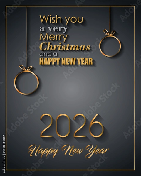 Obraz 2026 Happy New Year and merry christmas background for your seasonal invitations, festive posters, greetings cards.