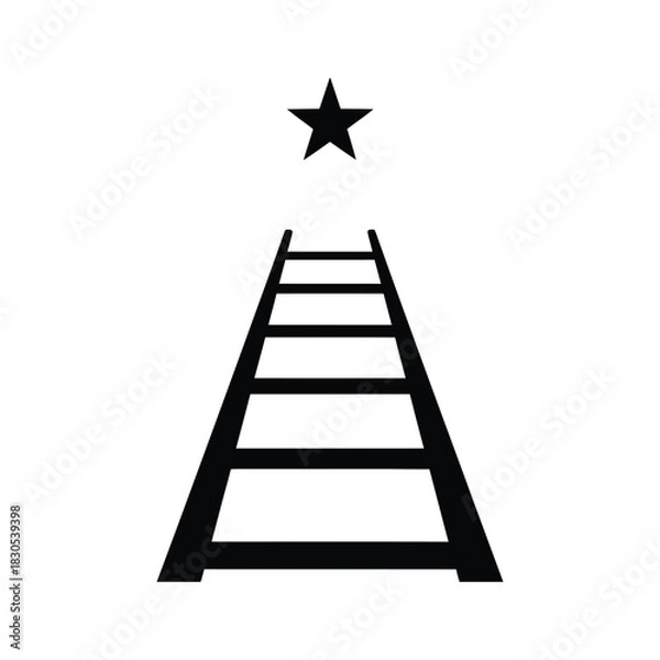 Fototapeta Success ladder leading to a star goal concept vector illustration