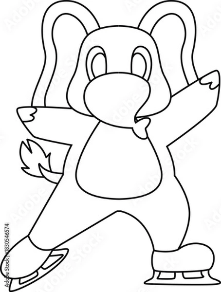 Obraz Elephant Ice skating Ice skates Winter sports Animal Vector Graphic Art Illustration