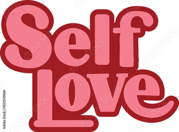 Fototapeta Retro Bubble Font "Self Love" Typography Sticker