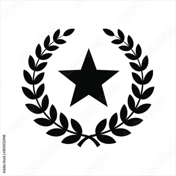 Fototapeta Victory laurel wreath with star excellence award vector icon