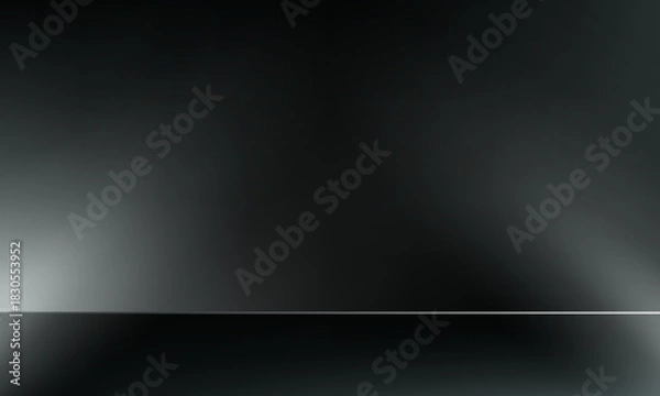 Obraz Empty Black studio background space for selling products, backdrop, wallpaper, background, text. Vector illustration.