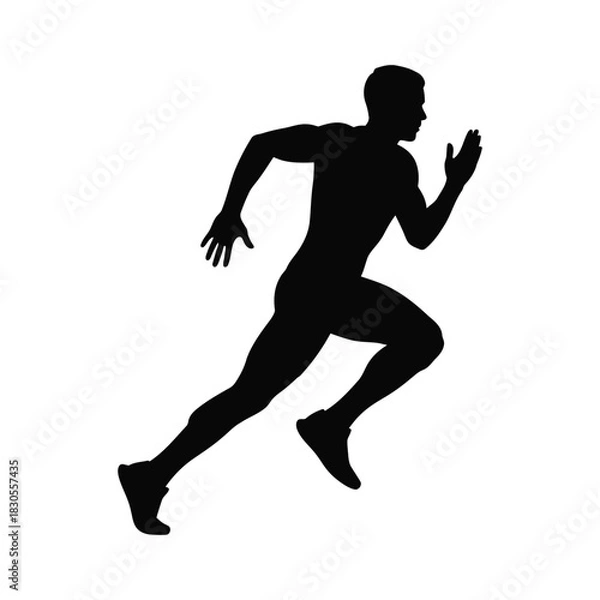 Fototapeta Athlete running fast sprinting runner silhouette vector, Running man silhouette