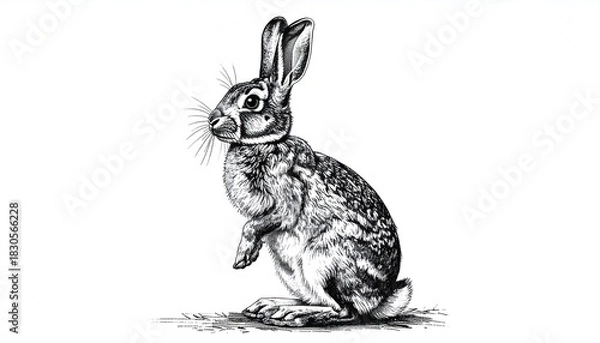 Obraz Hare sketch on white background.