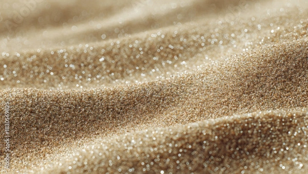 Fototapeta Close-up of sparkling grains on a sandy surface, showcasing texture and detail