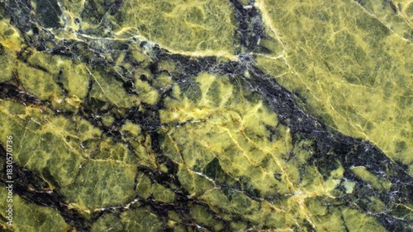 Fototapeta Abstract Green Marble Texture with Dark Veins, Polished Surface