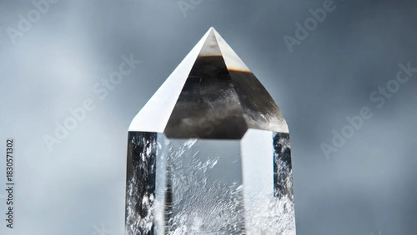 Fototapeta Close-up of a Clear Quartz Crystal Point Beauty, Clarity, and Mineral Properties