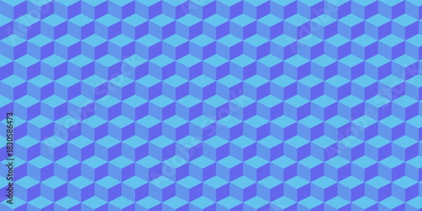 Fototapeta 3d geometric abstract blue pattern with seamless texture. Art background, vector illustration