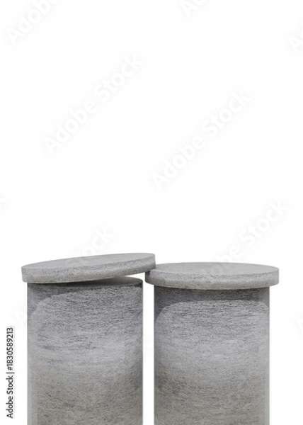 Fototapeta 3D Rendered Concrete Cylindrical Podiums for Product Display