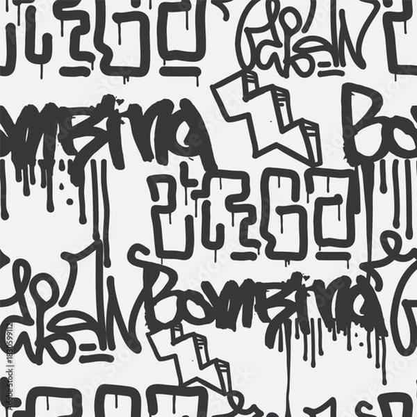 Obraz Bold vector graffiti seamless pattern with abstract tags