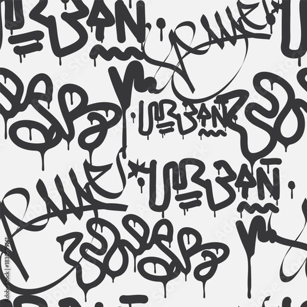 Obraz Bold vector graffiti seamless pattern with abstract tags