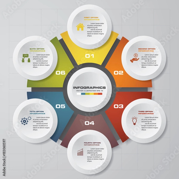 Obraz 6 steps process. Simple&Editable abstract design element. Vector.