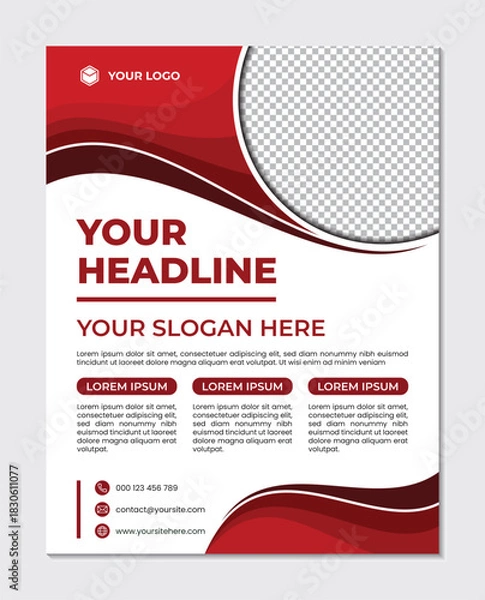 Obraz Elegant red gradient wave design business brochure template, abstract creative layout background.